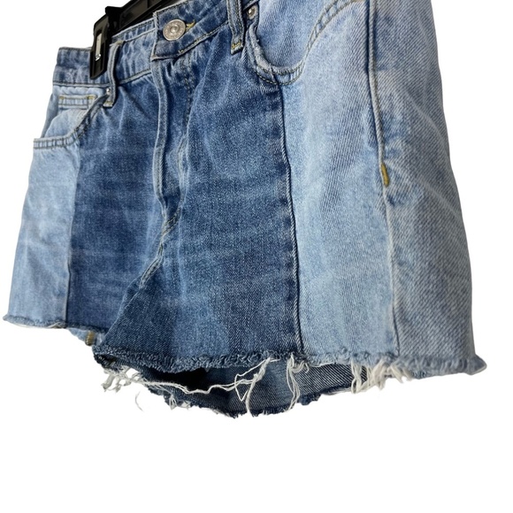 BDG URBAN OUTFITTERS Patchwork Cut Off Raw Hem Jean Shorts Blue Denim sz 28 x 2 - Picture 7 of 16